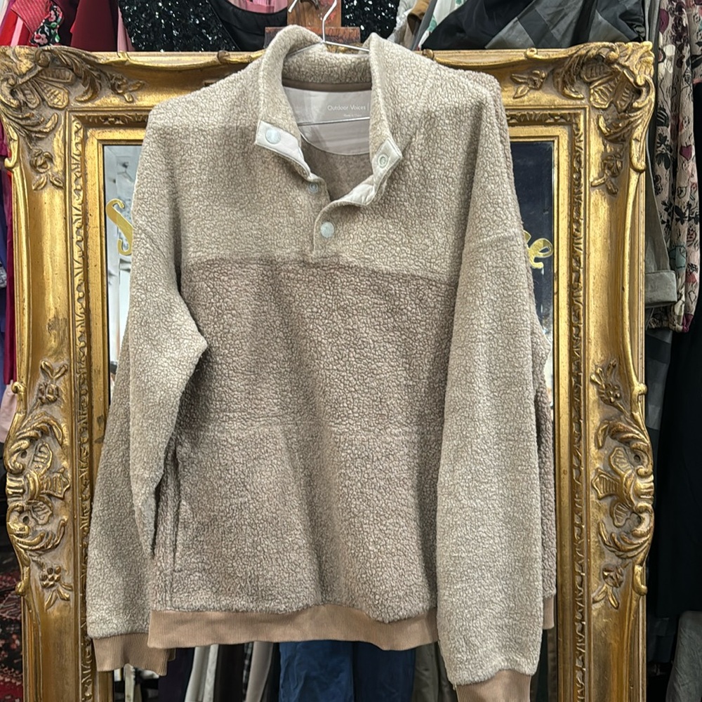 Outdoor voices Tan Sherpa Sweater quarter button up